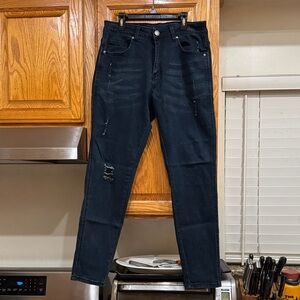 Men's YoungLA dark blue Distressed Jeans size 32/30